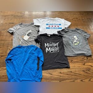 Boys Tee Bundle + Blue UPF Sun Shirt – Size 6/7 Small